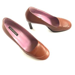 DKNY Jeans Brown Bell Square-Toe Heels NWOB